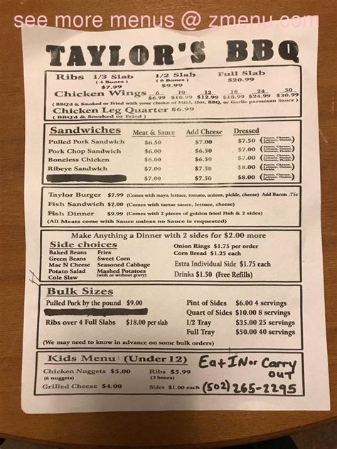 Taylor bbq - Taylor's Barbecue. Unclaimed. Review. Save. Share. 135 reviews #1 of 15 Restaurants in Waynesboro $ American Barbecue Vegetarian Friendly. 112 E 13th St, …